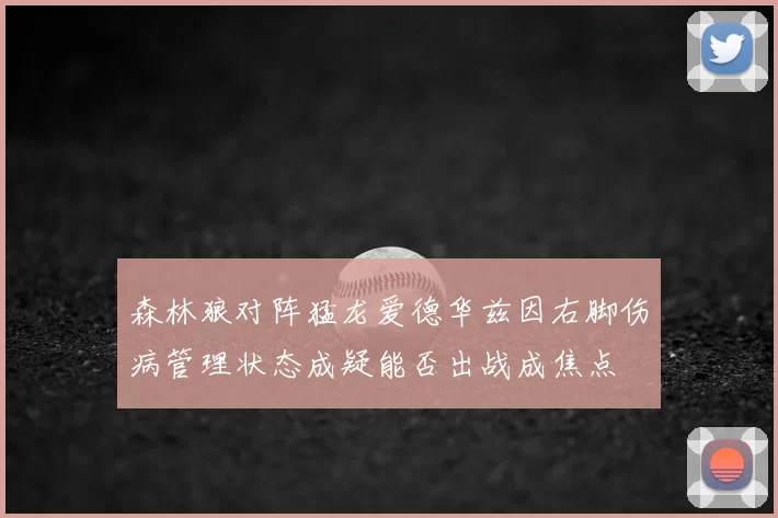 森林狼对阵猛龙爱德华兹因右脚伤病管理状态成疑能否出战成焦点